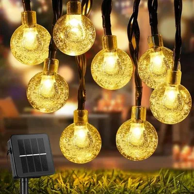 Obrázek produktu pro Solární venkovní osvětlení – 12 m, 100 LED – vodotěsné IP65 – do zahrady, na oslavy, jako dekorace – teplá bílá