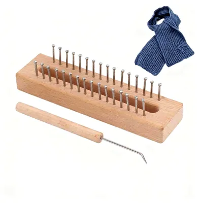 Produktbild von Holz-Strickrahmen, quadratisches Strickbrett, DIY-Werkzeug zum Weben von Schals, Mützen und Spielzeug