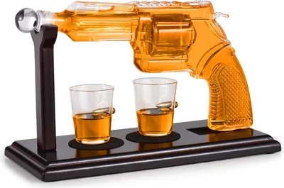Produktbild von Whisky-Dekanter-Sets fuer Maenner, einzigartige Whisky-Geschenke fuer Maenner, perfekter 8,5-Unzen-Pistolenfoermiger, kuehler Likoerspender mit zwei 1,7-Unzen-Glaesern fuer die Trinkparty in der Hausbar