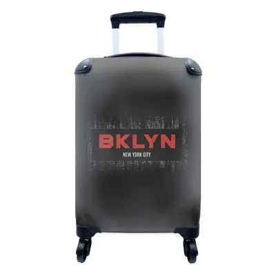 Produktbild von MuchoWow® Koffer Handgepäck Trolley Rollkoffer Kleine Reisekoffer mit 4 Rollen - New York - Schwarz - Brooklyn - Cabin Size < 55x40x23 cm & 55x40x20 cm - Fotokoffer - Kabinenkoffer - Boardgepäck - Reise-Box - Reisekoffer - Reisegepäck - Koffer mit Bild - Trolley für Kinder