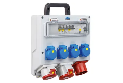 Produktbild von as-Schwabe FIXO Wandverteiler CEE 400V 32A auf 4xSchuko 2xCEE 400V 16A 32A IP44