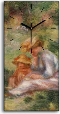 Produktbild von Küche Wohnzimmer Wand Leinwand Uhr 30x60 Malerei Frauen Kinder Wiese Kunst - schwarze Hände