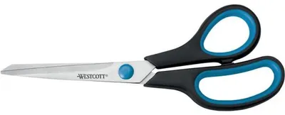 Westcott Schere Easy Grip 21 cm, Rechtshänder, blau/schwarzer Kunststoffgriff, rostfreie Klinge