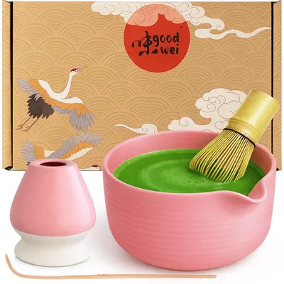 Produktbild von Matcha Latte Set "Ume" mit 80er Bambusbesen und Chasentate, 450 ml