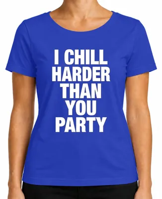 Imagen del producto de Camiseta para mujer, color azul, talla S, con el texto: "Soy más relajada que tú", estilo divertido, sarcástico, ideal como regalo