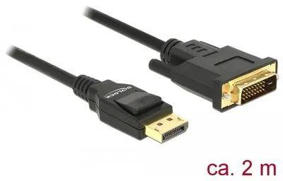 Image de Câble Delock DisplayPort 1.2 mâle > DVI 24+1 mâle, 2 m, noir