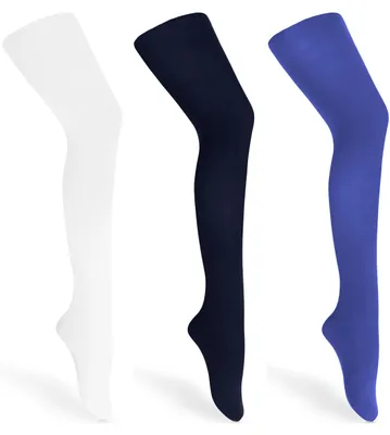 Produktbild von Merry Style 3er Pack Kinder Strumpfhose für Mädchen Microfaser 60 DEN WL-010 (Weiß/Marineblau/Modrak, 92-98)