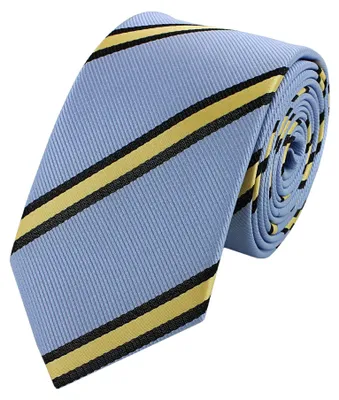 Produktbild von Fabio Farini - 1 Stück Herren Krawatte Blautöne - verschiedene Blaue Männer Schlips in 6cm Schmal (6cm), Hellblau Gelb - Uranus/Queen Yellow/Dark Baltic