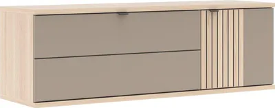 Produktbild von Schuhschrank PISA hängend, 133 cm breit, 43 cm hoch, supermatt Basalt, Riva Eiche Nachbildung, Drehtür mit Softclose