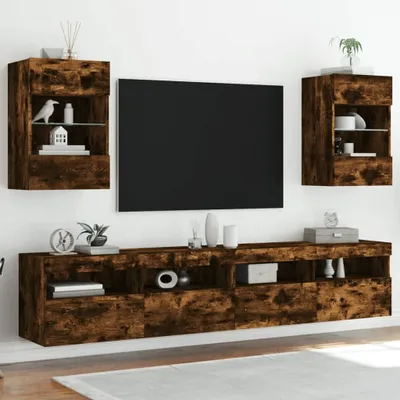Produktbild von Maison Exclusive - Wandschränke mit LED-Leuchten für TV 2 Stk. Räuchereiche