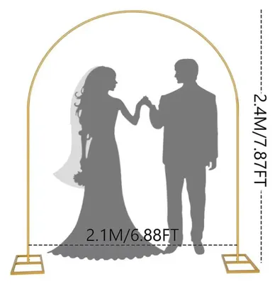 Obrázok produktu pre Konštrukcia pre dekoráciu z balónov – kovový rám – rám na dekoráciu z balónov – pozadie na fotenie pre svadbu alebo oslavu – 2,1 x 2,4 m – zlatá farba