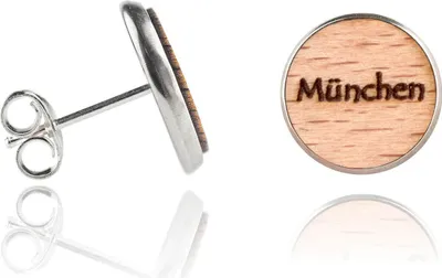 Produktbild von Holzohrstecker Edelstahl München in Buchenholz