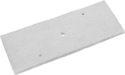 A white filter with three holes on a white background.