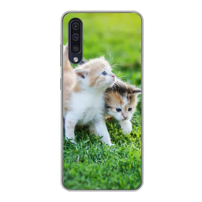 Produktbild von MuchoWow® Handyhülle Schutzhülle Hülle für Samsung Galaxy A30s Kätzchen - Katze - Korb - Mädchen - Kinder - Jungen - Kinder Silikon Softcase Handy Hülle - Karteninhaber