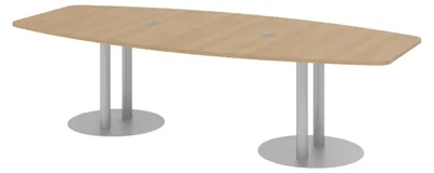 Produktbild von bümö Konferenztisch mittel KT28 - Nachbildung: Eiche, tischfuss: Säule in Silber
