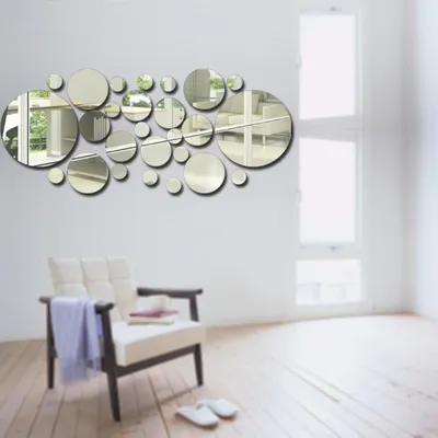 Immagine prodotto di 30 pezzi adesivi murali a specchio, adesivi circolari, decorazione acrilica rimovibile, decorazione domestica per camera da letto, bagno, soggiorno