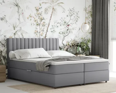 Produktbild von Boxspringbett 160x200 EVEREST, mit Topper, mit Bettkästen,  Doppelbett, Grau, Panda Möbel