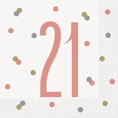 Produktbild von 16 Servietten 21. Geburtstag roségold