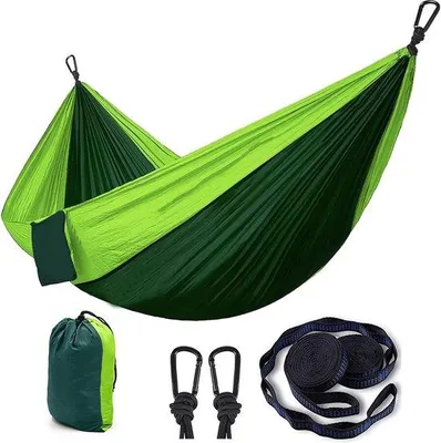 Produktbild von Famanu Doppel-Hängematte für 2 Personen mit starken Baumgürteln - schnelltrocknend & tragbar für Outdoor, Reisen und Garten