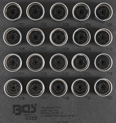 Produktbild von BGS 9556 Felgenschloss-Werkzeug-Satz für Opel, Vau xhall (Typ A), 20-tlg.