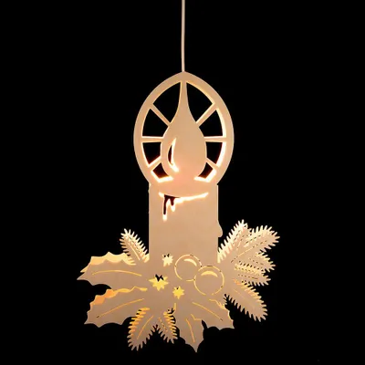 Produktbild von Fensterbild Kerze mit Zweigen (38cm) von Kunstgewerbe Taulin