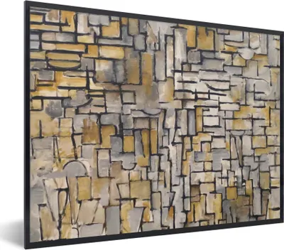 Produktbild von MuchoWow® Gerahmtes Poster Mondrian - Kunst - Alte Meister 80x60 cm - Poster mit Schwarzem Bilderrahmen Wandposter Rahmen Foto Bilder - Schwarzem - Mit Gestell