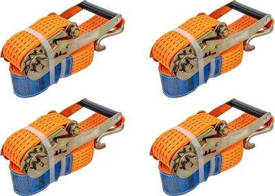 Produktbild von UNITRAILER Spanngurte 4er Set mit Ratsche 4m 50mm 5t Zurrgurte Orange Ladungssicherung