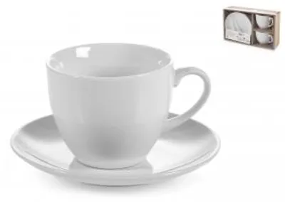 Immagine prodotto di HOMe Set 2 Tazze Tè In Porcellana Bianca Con Piattino Cc 220