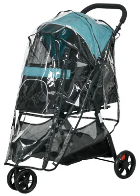 Productafbeelding van PawHut hondenbuggy/kattenwagen met regenbescherming, geschikt voor kleine en mini-honden, kleur: groen