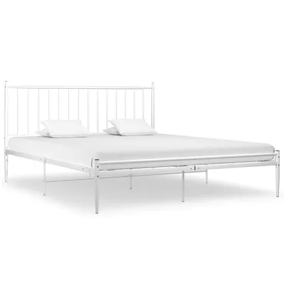 Image de Cadre de lit sans matelas blanc métal 180x200 cm