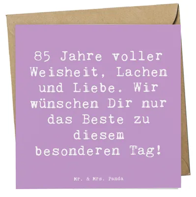Produktbild von Mr. & Mrs. Panda Grußkarte Spruch 85. Geburtstag - Lavendeltraum - Geschenk, Alter, Klappkarte, Glückwunschkarte, doppelkarte, faltkarte, Glückwunsch, besondere Anlässe