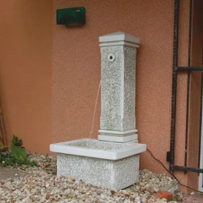 Zdjęcie produktu dla Casa Padrino – fontanna ścienna w stylu secesyjnym, biało-szara, wys. 120 cm – fontanna ogrodowa