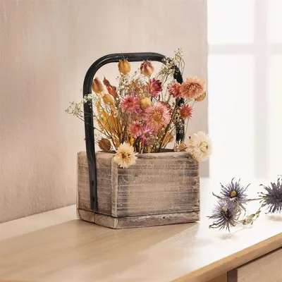 Produktbild von Dekokiste "Rustikal" aus Holz, weiß gekalkt, Aufbewahrungskiste, Holzkiste klein, Vintage Holzbox natur, Kiste quadratisch, Aufbewahrungsbox