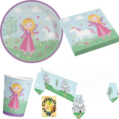 Produktbild von Prinzessin-Party-Set 53tlg. - für 16 Gäste Teller Becher Servietten Tischdecke
