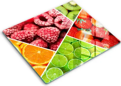 Zdjęcie produktu dla Deska kuchenna – 60 cm x 52 cm - Szklana deska do krojenia - Szkło hartowane – Antypoślizgowa - Kolorowe Owoce