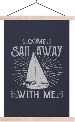 Produktbild von MuchoWow® Textilposter Jahrgang - Segeln - Boot 120x180 cm mit holzfarbenen Rahmen - Textil-Plakat