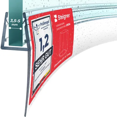 Immagine prodotto di STEIGNER Guarnizione doccia, 80cm, per spessore vetro 3,5/4/ 5 mm, guarnizione semicircolare in PVC, UK04