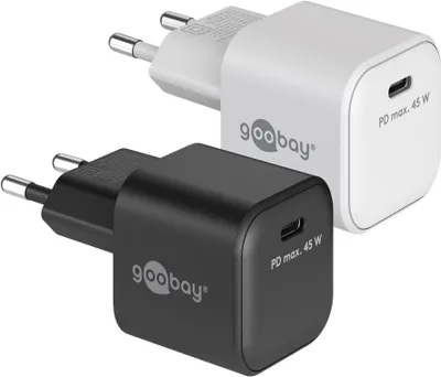 Zdjęcie produktu dla Goobay 65332 USB-C™ PD GaN szybka ładowarka Nano (45 W) biały, biały - 1x złącze USB-C™ (Power Delivery)