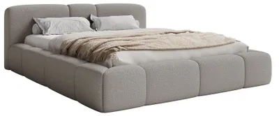 Produktbild von Selsey Bowia – Polsterbett 140x200 cm, Bettkasten, Bouclé Hellgrau