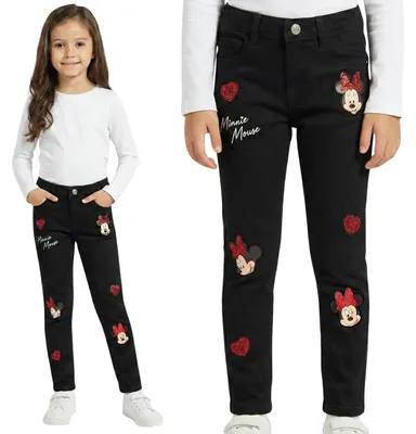 Produktbild von DISNEY Minnie Mouse schwarze Jeanshose für Mädchen, bequeme Mädchenjeans 98