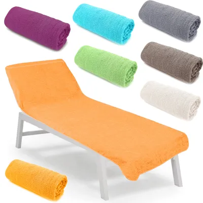 Produktbild von heimtexland ® Liegestuhlauflage Frottier Schonbezug Liege Strand Schwimmbad Sauna Hygiene Handtuch Frottee Typ772 Orange
