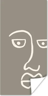 Produktbild von MuchoWow® Poster Gesicht - Abstrakt - Strichzeichnung 60x120 cm - Wandschmuck