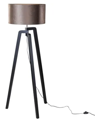 Produktbild von Stehleuchte Schwarz mit Braunem Samt Schirm 50cm Puros