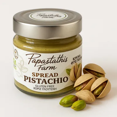Produktbild von Papastathis Farm Pistaziencreme 30 % Pistazien 250 g im Glas