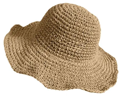 Produktbild von Damen-Sonnenhut mit breiter Krempe, Sommer-Strandhut, faltbarer Reise-Strohhut für Damen