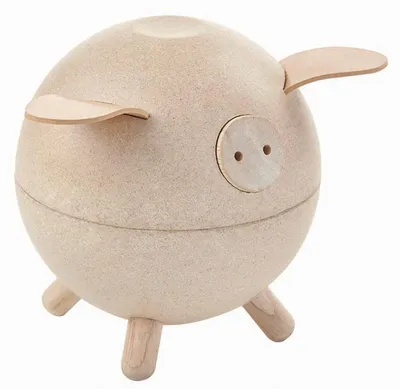 Produktbild von PlanToys- Sparschwein natur  10,7x10,7x11 cm - 3y+