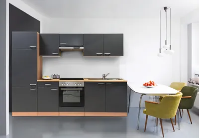 Produktbild von Küche Küchenzeile Leerblock Einbauküche Buche Grau Gerda 270 cm Respekta