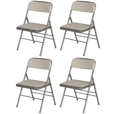 Produktbild von Klappstuhl 4er Set Lounge-Sessel mit Corduroy Polster Besuchersstuhl Küchen Stühle 45x48x77cm