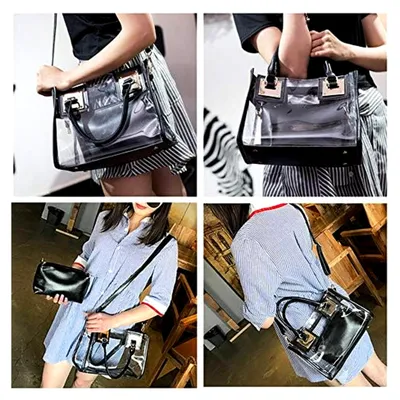 Produktbild von Damenmode Transparente Tasche 2 in 1 Handtasche Top Griff Tote Schulter Crossbody Tasche