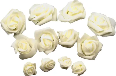 Produktbild von 12 Deko Rosen / Rosenblüten 3-6cm, creme